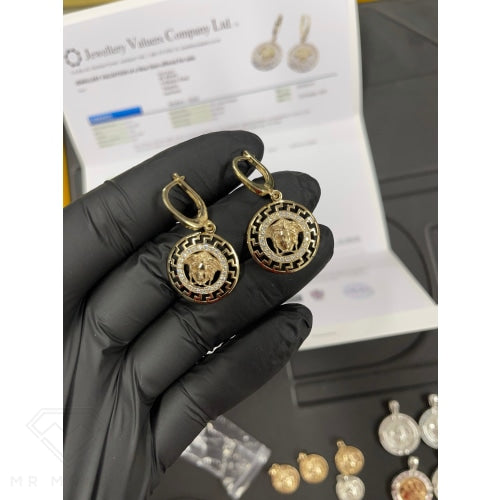 9Ct Gold Medusa Diamond Drop Earrings .72Ct