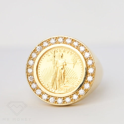 9Ct Gold Lady Liberty Coin Ring Rings