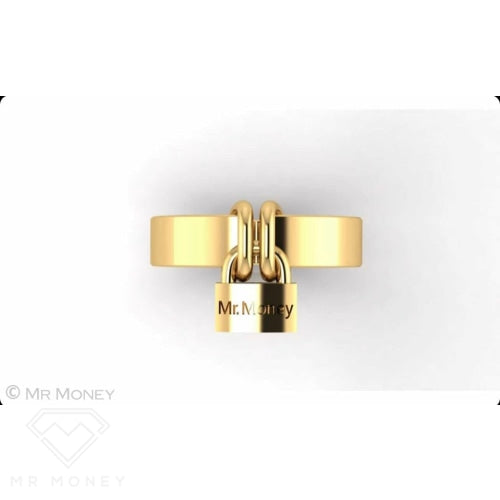 Mr Money Padlock Plain 9Ct Yellow Gold Ring Rings