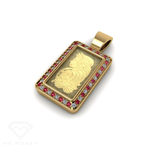 Fortuna Gold Ruby Bar Pendant Charms & Pendants