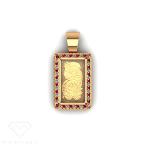 Fortuna Gold Ruby Bar Pendant Charms & Pendants