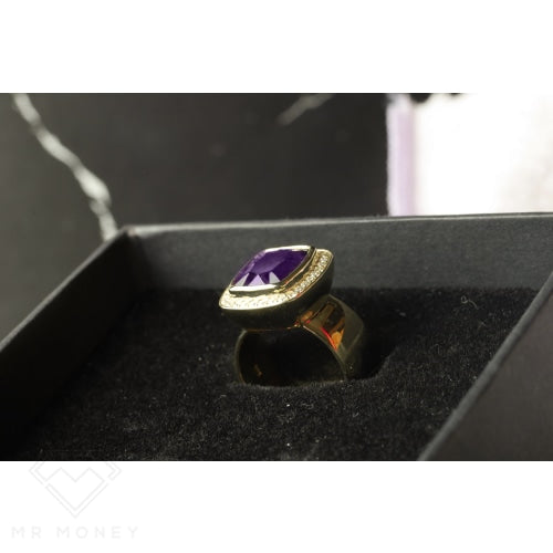 Modern Amethyst & Diamond Ring