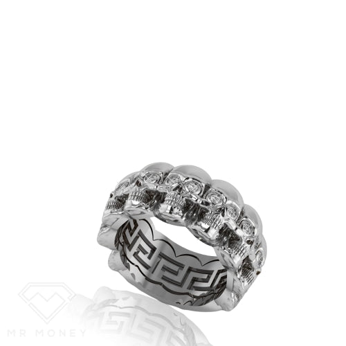 Multi Skull Silver Ring With Diamonds Rings