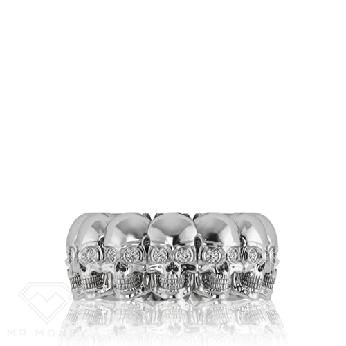 Multi Skull Silver Ring With Diamonds Rings