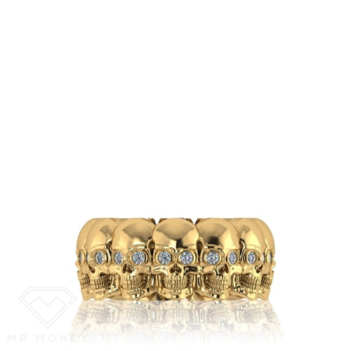 Multi Skull Gold Ring With Diamonds Rings