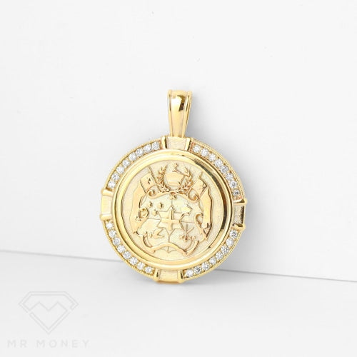 9Ct Gold Diamond Tongan Coat Of Arms Pendant Charms & Pendants