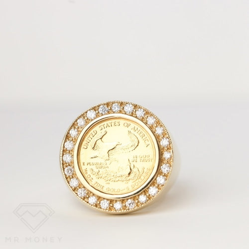 Usa Eagle 5 Dollar Gold & Diamond Ring Rings
