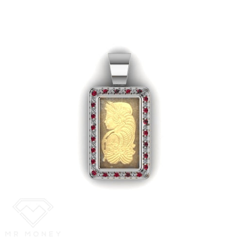 Fortuna Gold Ruby Bar Pendant White Charms & Pendants