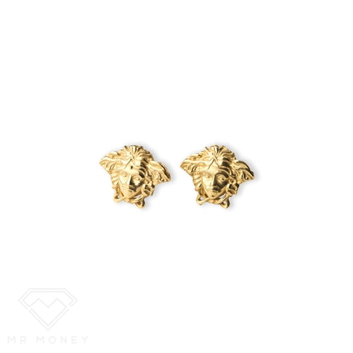 9Ct Gold Medusa Cut-Out Earrings Yellow